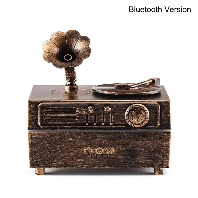 5V Retro Phonograph Bluetooth Speaker Humidifier Ultrasonic Aroma Diffuser Rotating Colorful Light Remote Essential Oil Atomizer