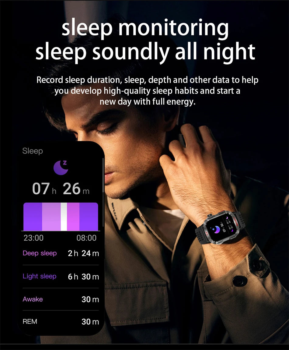 New Military GPS Smart Watch Men Flashlight Compass Waterproof 600mAh Battery Outdoor Sport Tracker Bluetooth Call Smartwatch