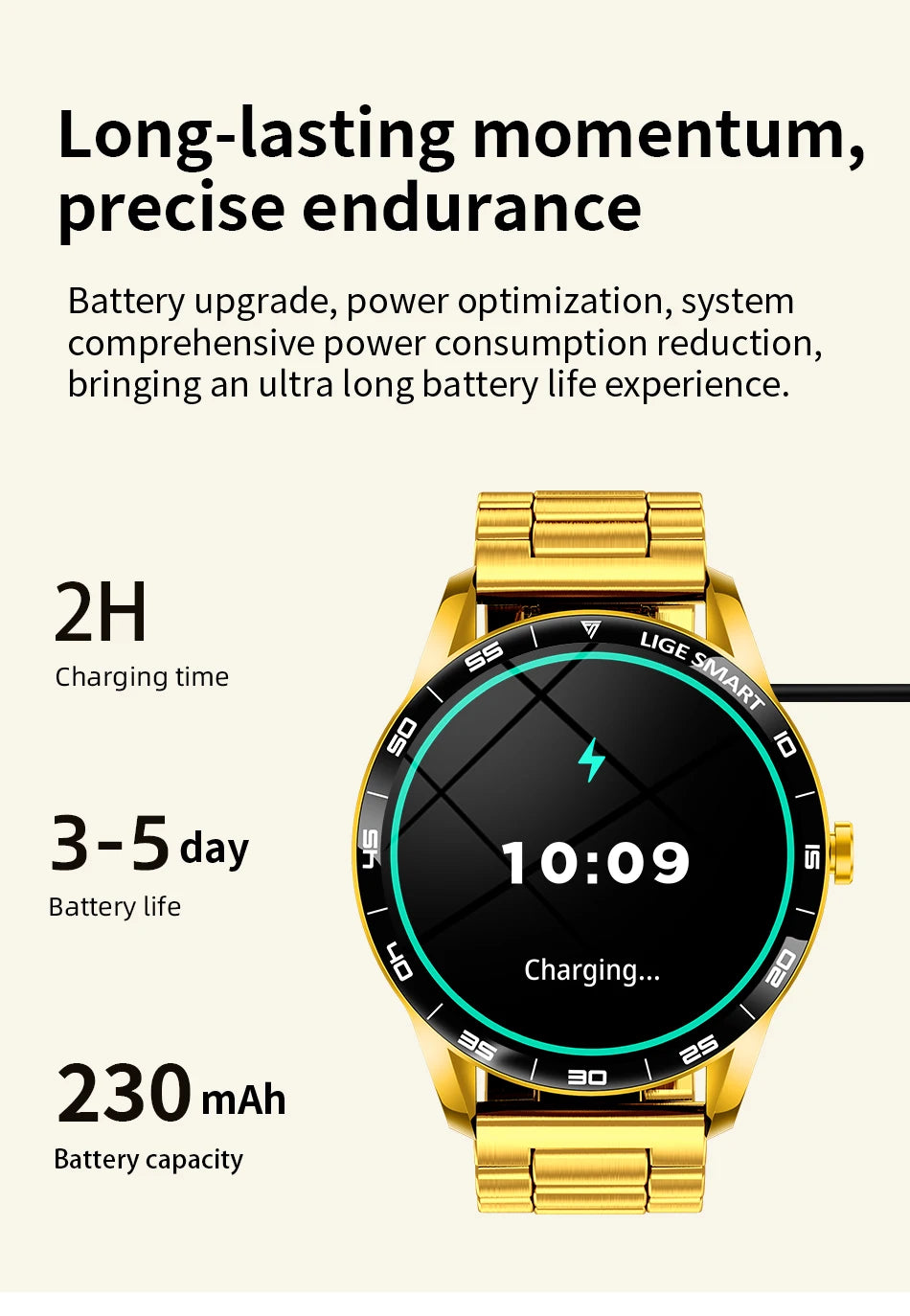 LIGE Smart Watch Men 2026 Full Touch Screen New Heart Rate Monitor IP68 Waterproof Sport Fitness Watch Bluetooth Call Smartwatch
