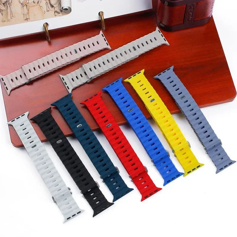 Ocean Strap for Apple Watch Ultra 3/2/1 11 10 46mm 9 8 7 49mm 45mm 41mm Silicone Band for 6 5 4 3 SE3 44mm 40mm 42mm Accessories