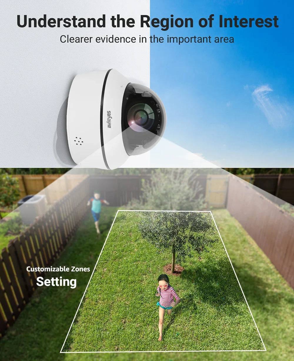 4K 8MP PoE Dome Security Camera Outdoor Human/Vehicle Detect Auto Tracking PTZ Indoor 2-way Audio Wireless IP Cameras Camhipro
