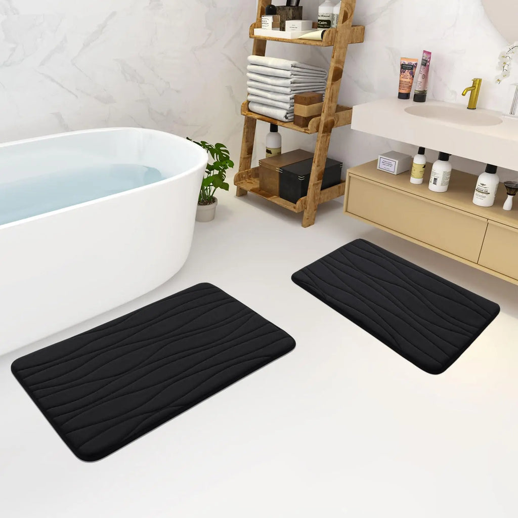 Olanly Memory Foam Mats For Bathroom Highly Absorbent Non-slip Bath Rugs Super Soft Comfort Carpet  Machine Washable Shower Mats