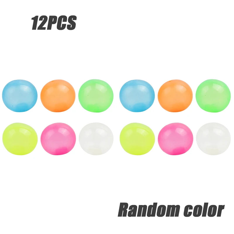 Luminous Wall Target Ball Sucker Sticky Decompression Toy Squeeze Ball Colorful TPR Stress Relief Balls Random Color