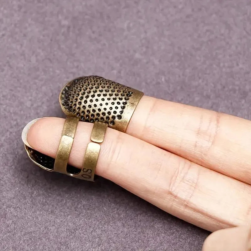 Adjustable Vintage Sewing Thimble, Handmade Non-slip Embroidery against Ring, Vintage Needle Presser Needle Hoop Finger Holder