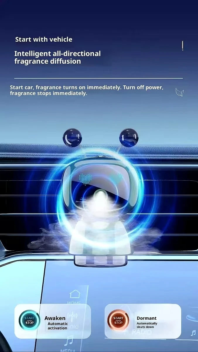 Smart Robot Car Air Vent Perfume Clip Auto On/Off with Car Start New Spring Summer Style Long Lasting Fragrance Odor Eliminator