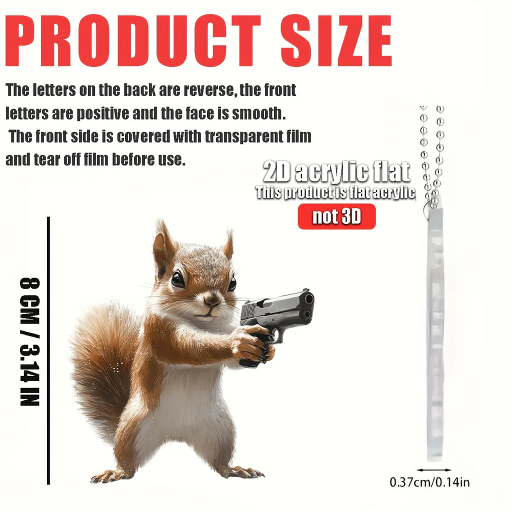 2D Funny Squirrel With Pendant Used for Car Hanging Decoration Fun Decoration Home Decoration Backpack Accessories keychains