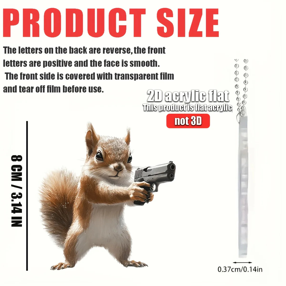 2D Funny Squirrel With Pendant Used for Car Hanging Decoration Fun Decoration Home Decoration Backpack Accessories keychains