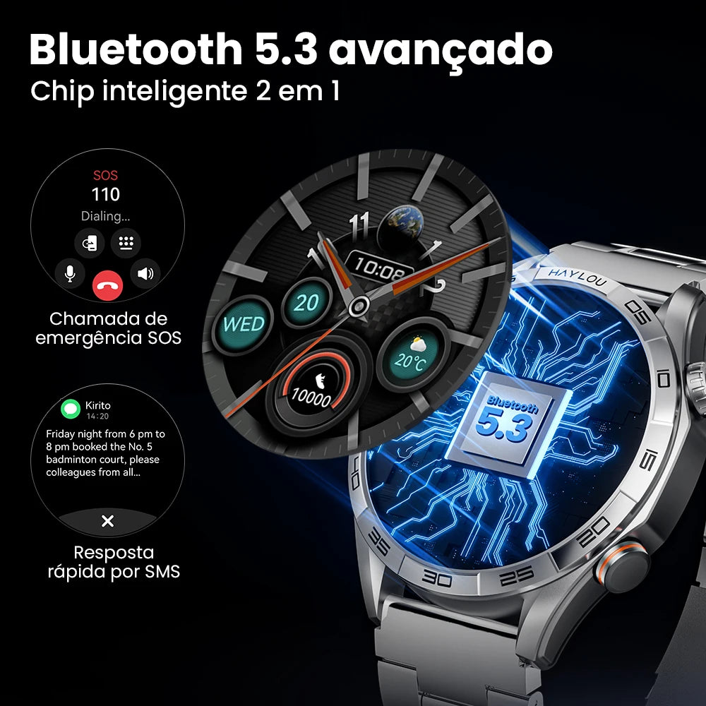 HAYLOU Solar 5 Voice Calling Smartwatch 1.58'' AMOLED Display 60Hz Smart Watch 24H Health Monitoring Sports Smartwatch for Men