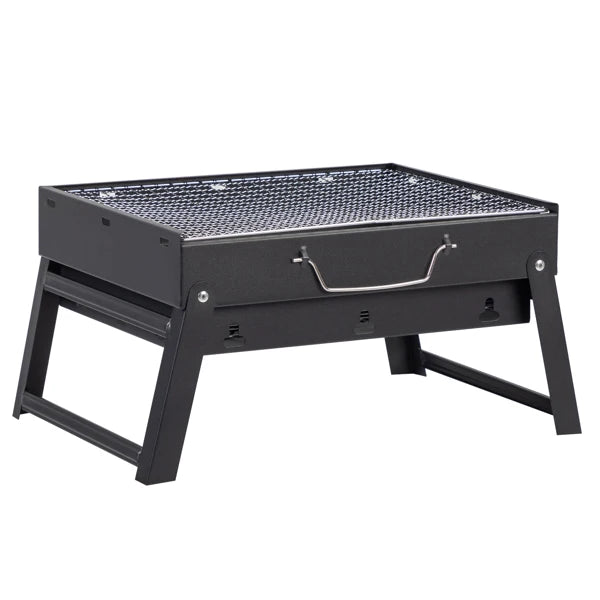 Portable Foldable Charcoal Grill | 38cm Compact Design | Light Steel Material Easy to Install | Equipped with Removable Ash Collector, Fast Heat Dissipation | Suitable for Camping, Picnicking, Beach, Backyard, and Small Group