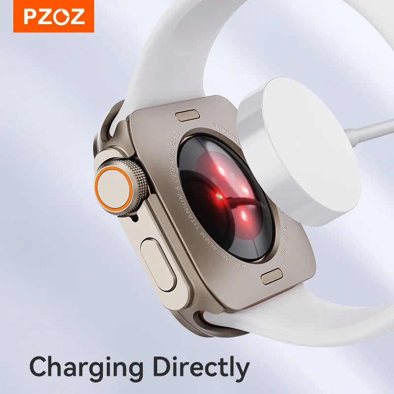 PZOZ For iWatch Ultra 2 3 Metal Shell PC Back Cover For Apple Watch Case Series 11 10 9 8 7 se 6 45mm 44mm Change to Ultra 49mm