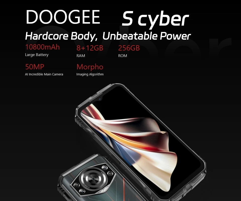 World Premiere DOOGEE S Cyber Rugged Phone 6.58" 90Hz IPS Screen 10800mAh Large Battery 8GB+256GB 50MP AI Main Camera Android 14