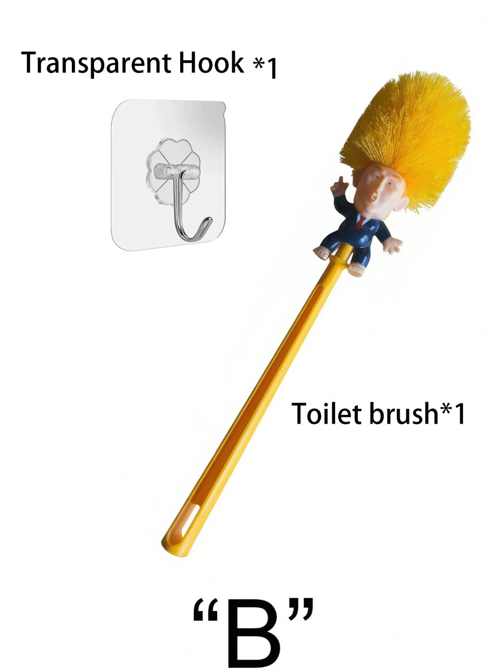 Funny Yellow Hair Cartoon Toilet Brush with Holder | Creative Bathroom Cleaner | Unique Gag Gift for Adults, Friends, Party Fun