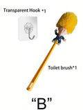 Funny Yellow Hair Cartoon Toilet Brush with Holder | Creative Bathroom Cleaner | Unique Gag Gift for Adults, Friends, Party Fun