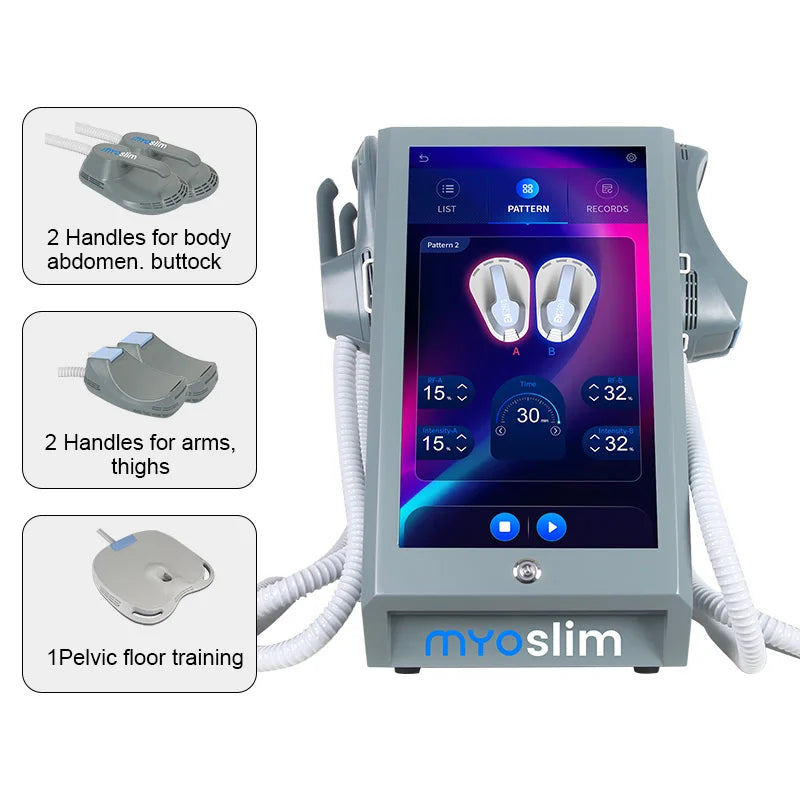 EMS MYOslim Body Sculpt Machine RF Sculpting Electromagnetic Stimulate Body Slimming Machines Muscle Build 6500W 4 5 Handles