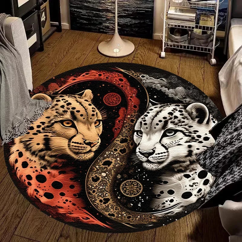 Large Round Carpet Rug Living Room Bedroom Decoration Anti Slip Tree of Life Mat Dragon Lion Tiger Yin Yang Tai Chi Carpet Rugs