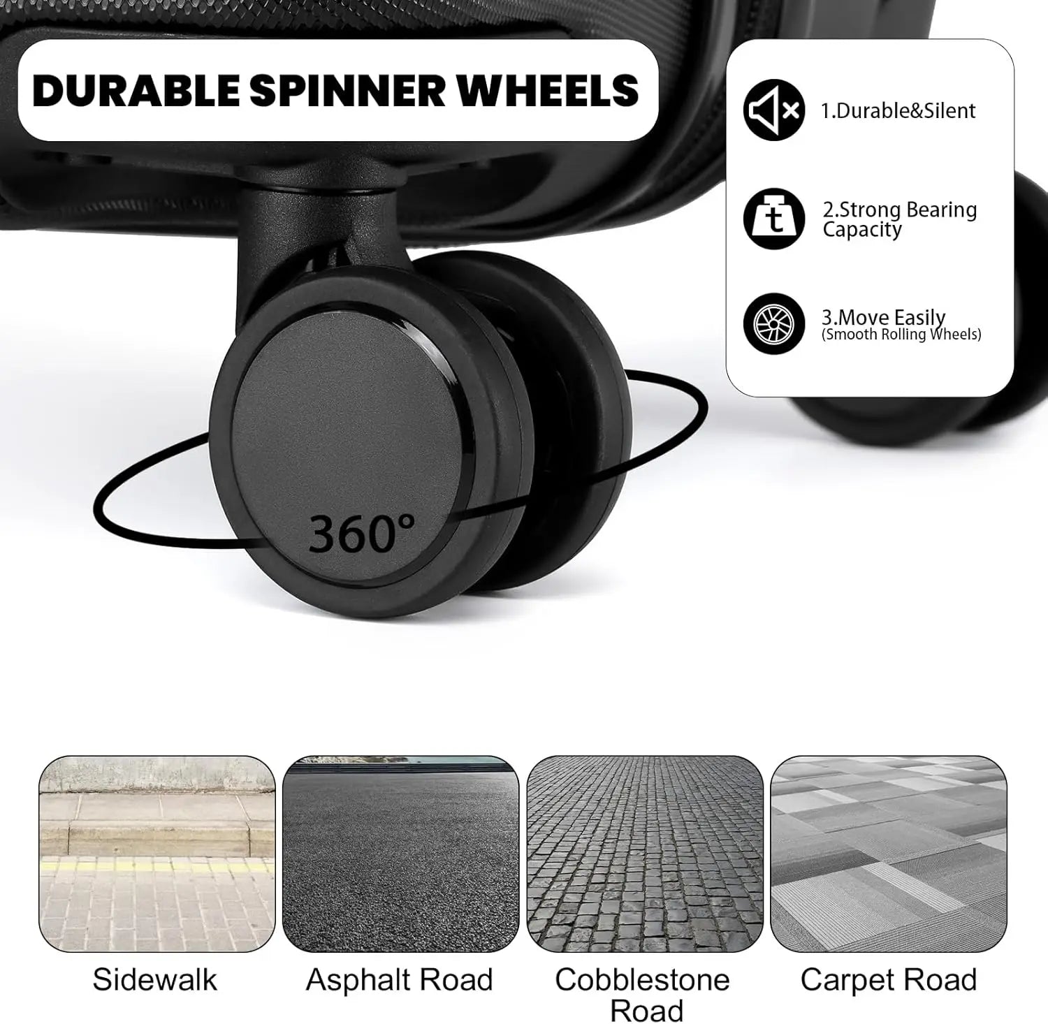 British Traveller 13/20 Inch 2-Piece ABS+PC Hard Shell Luggage Set, Airline Approved Carry-On Suitcases, TSA Lock, Scratch Resistant, Silent Spinner Wheels & Aluminum Telescopic Handle