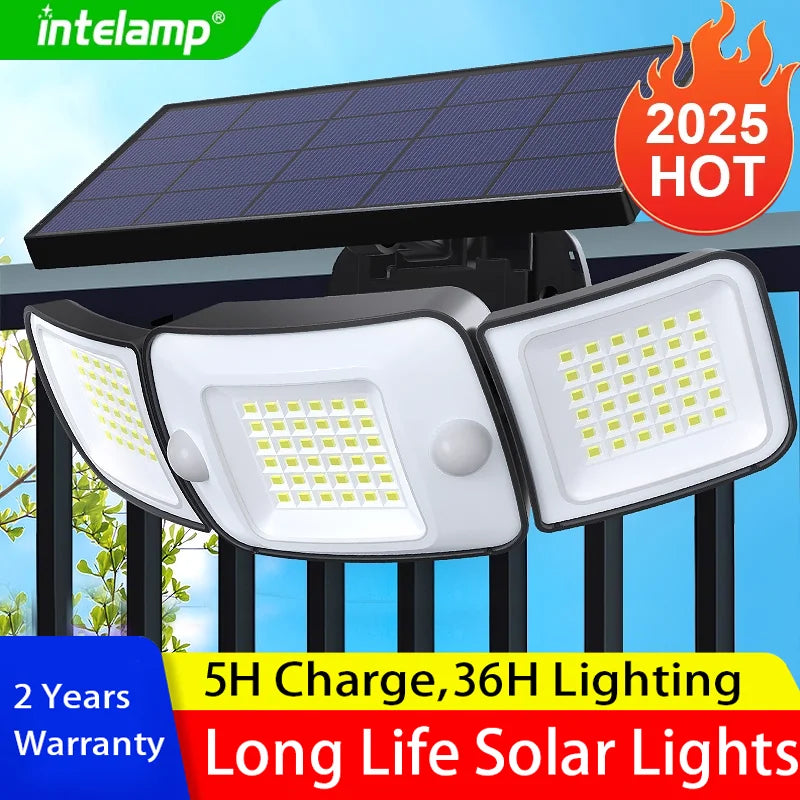 6000mah Light All Night Outdoor Solar Lights With 3 Modes Two Motion Sensors Wall Lamp Street Light For Garden Yard Path Garage