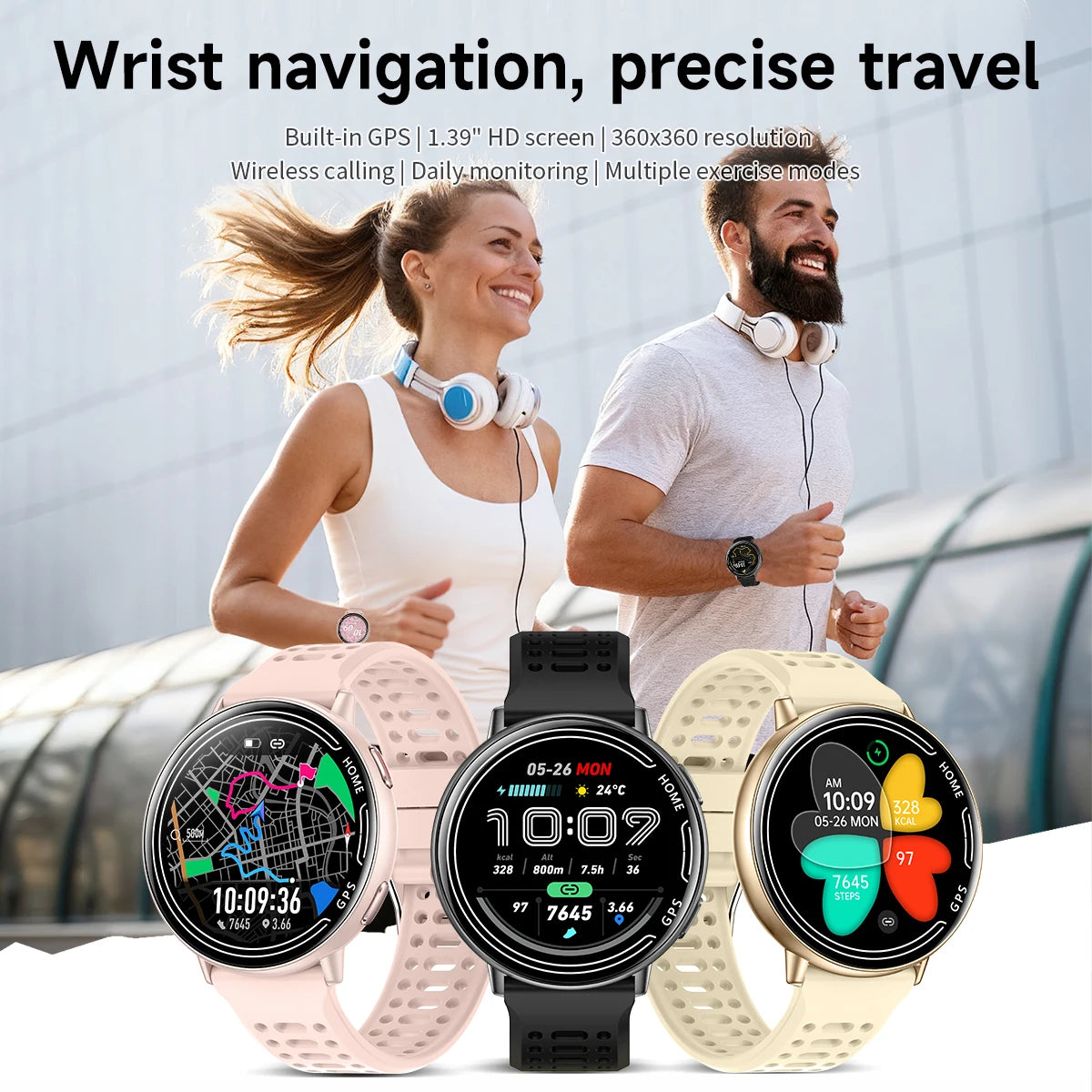 2025 Exquisite GPS Smart Watch Wireless BT Call Answer IP68 Waterproof Outdoor Sports Record Heart Rate Monitor for Men Women
