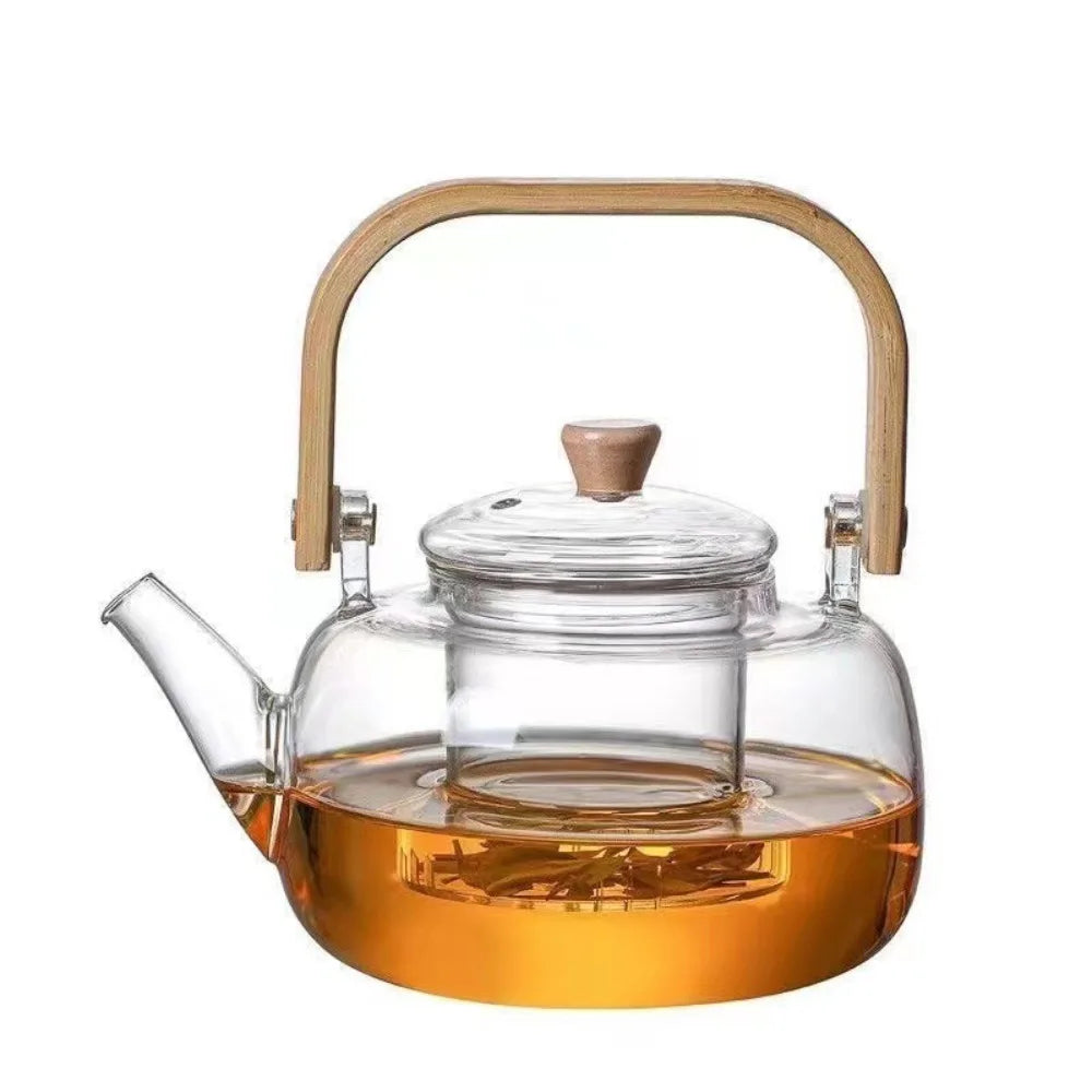 1000ML Glass Teapot with Removable Filter Stovetop Safe Heat Resistant Clear Tea Maker Water Kettle for Loose Leaf Blooming Tea
