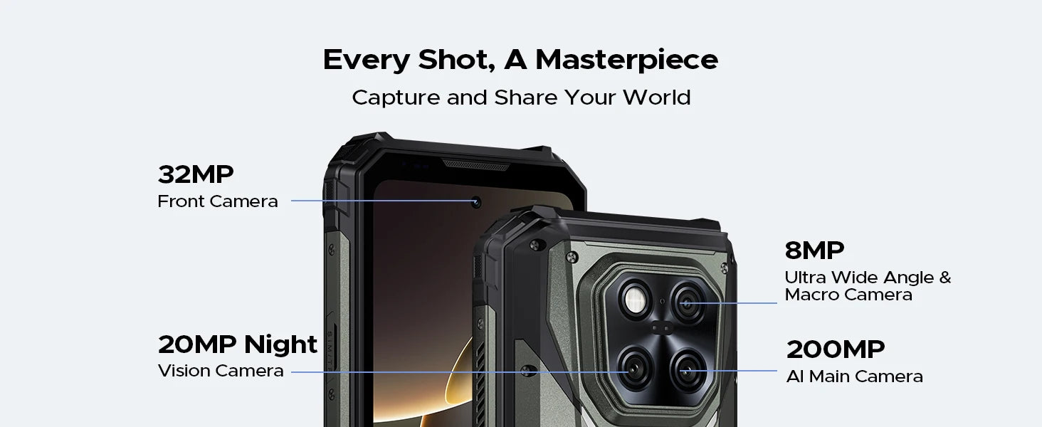 DOOGEE V Max LR 5G Rugged Phone  Laser Rngefinder Dual Camping lights 20500mAh Battery Light Effect 16GB 512GB Smartphone NFC