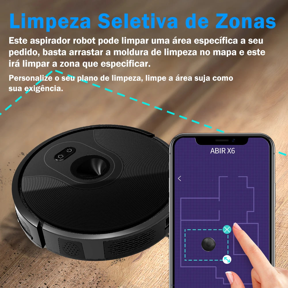 Robot Vacuum Cleaner ABIR X6 ,Visual Navigation,APP Virtual Barrier,6000PA Suction,Smart Home Mop,Floor Carpet Washing Tool