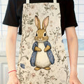 Peter Rabbit Apron Women Kids Kitchen Cooking Baking Chef Linen Cotton Pinafore With Pockets Cartoon Animal Print For Home Party