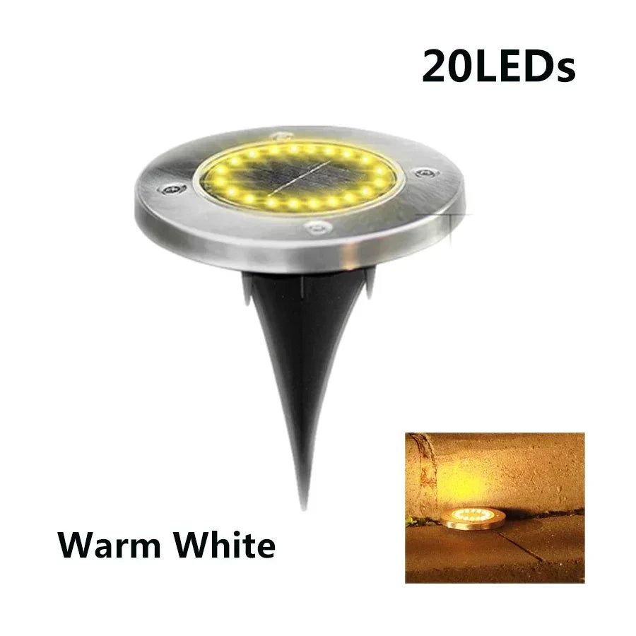 8pcs 8/20LED Solar Thermal Lights Garden Decor Ground Plug-in  Waterproof Street Solar Charging Underground Deck Spotlights