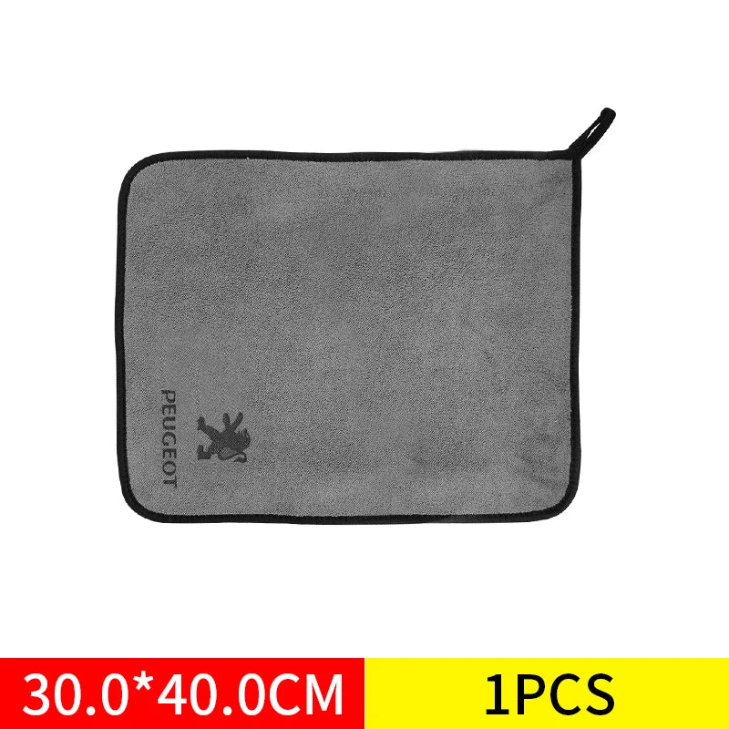 Car Emblem Wash Microfiber Towel Cotton Cleaning Drying Rag Cloth For Peugeot 3008 408 5008 508 107 208 2022 607 2008 Accessorie