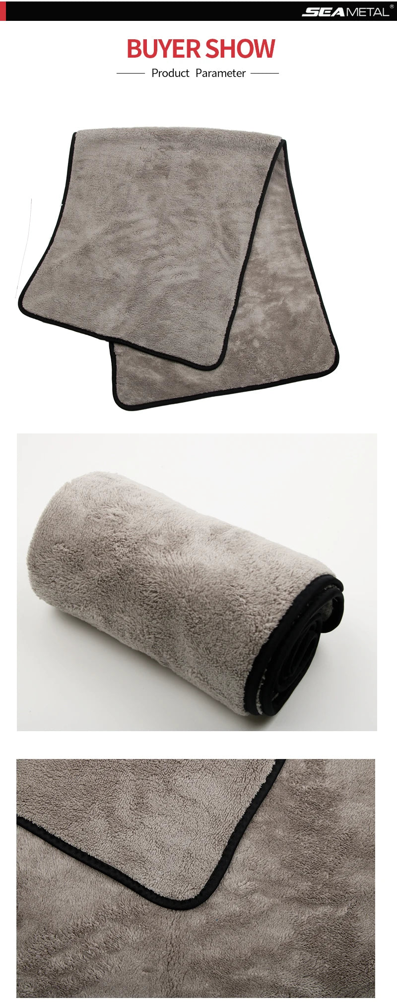 SEAMETAL Microfiber Car Washing Towel Ultra-Soft Car Cleaning Towels High Absorbent Drying Cloth Wash Towel for Car Detailing