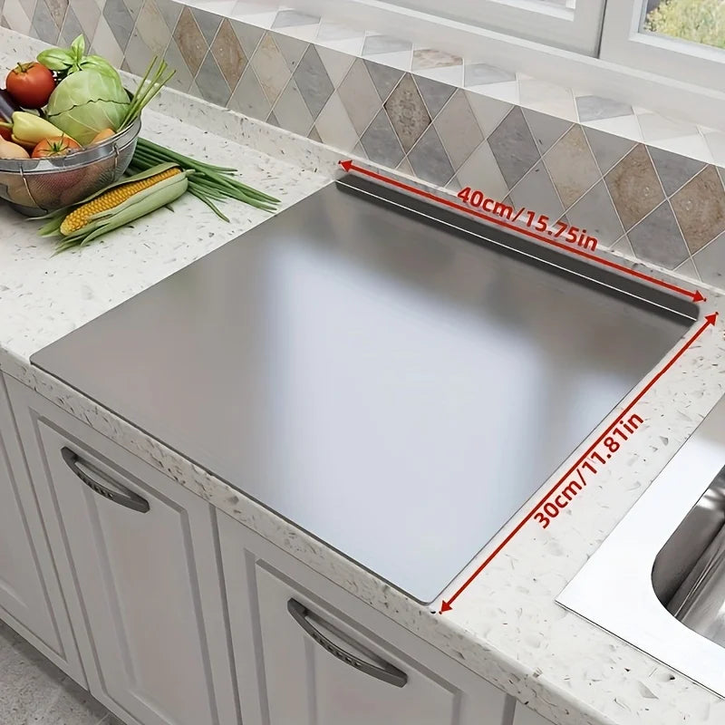 Stainless Steel Cutting Board - Heavy Duty Non-Slip for Meat, Vegetables & Baking | Easy Clean with Safety Lip