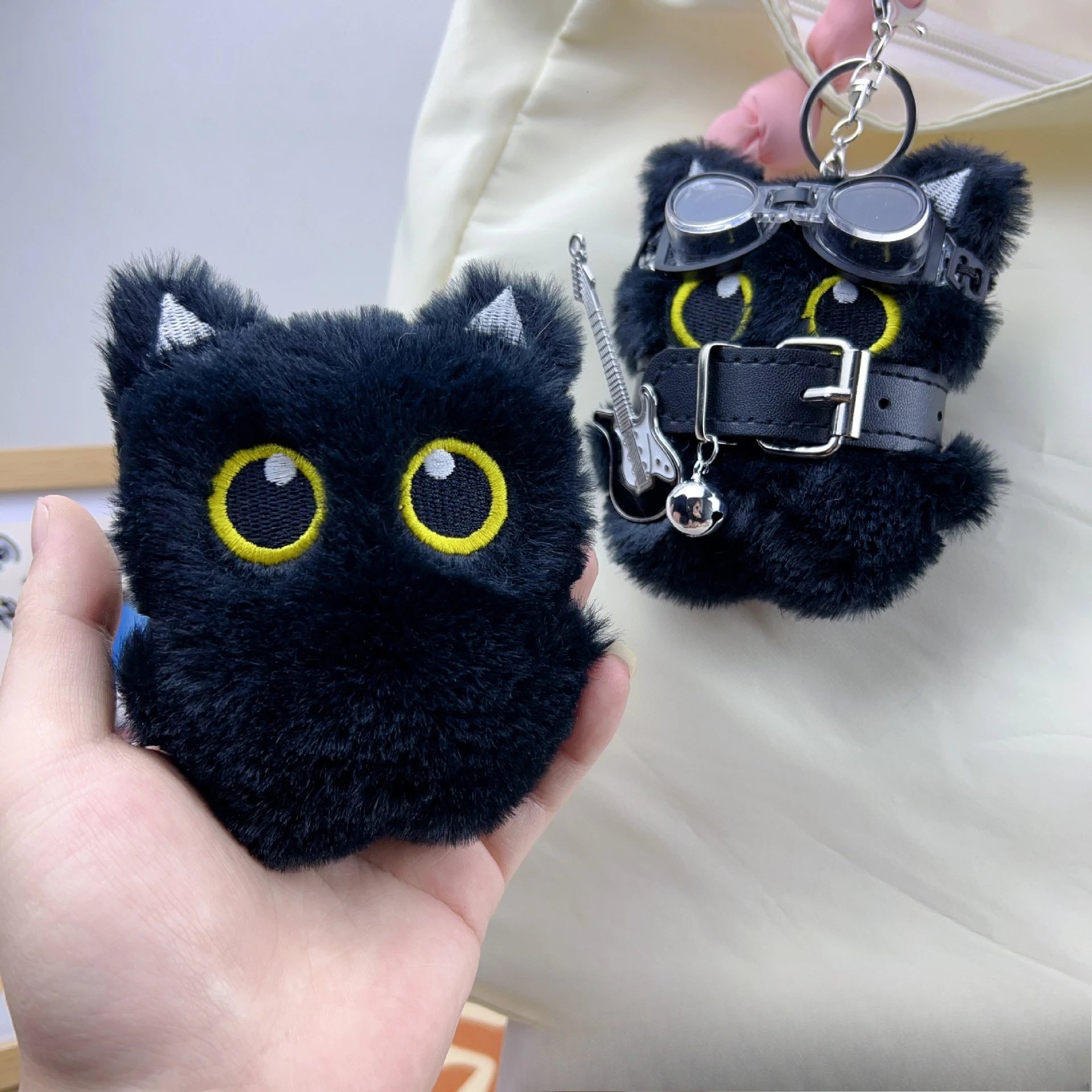 Punk Style Black Cat Keychain Cute Big Eye Cat Bag Charm  Gift