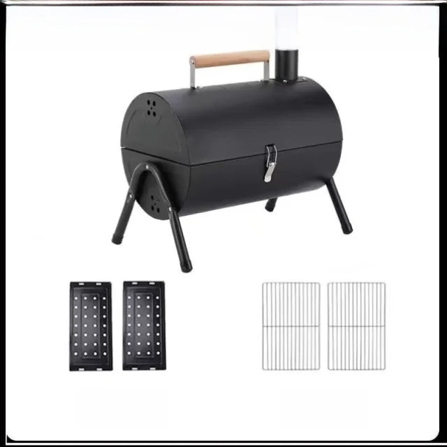 Portable Camping Barbecue Grill Multi-Function Charcoal Barbecue Double-Sided Chimney Home Outdoor Stove Meat Cooking Tool