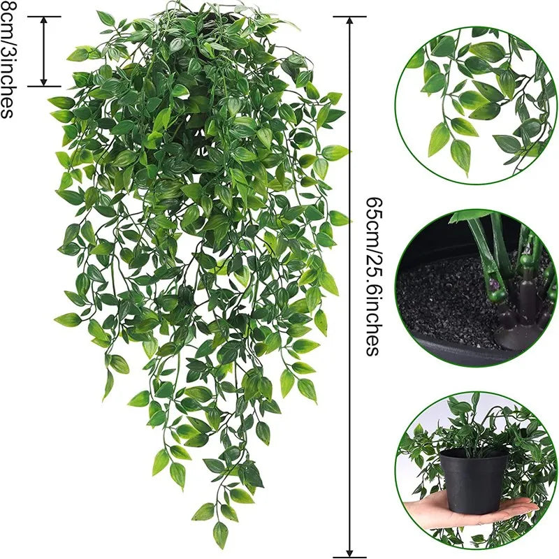 Artificial ivy Plants Plastic Leaf Wedding New Year Christmas Party for Home Room Balcony Garden Office desk Decoration supplies