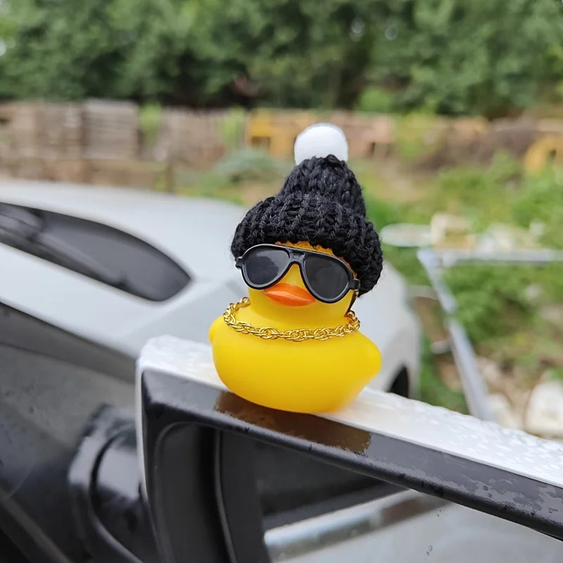 1PC Cute Black Knitted Hat and Sunglasses Car Accessories, Car Decorations, Festival Gifts
