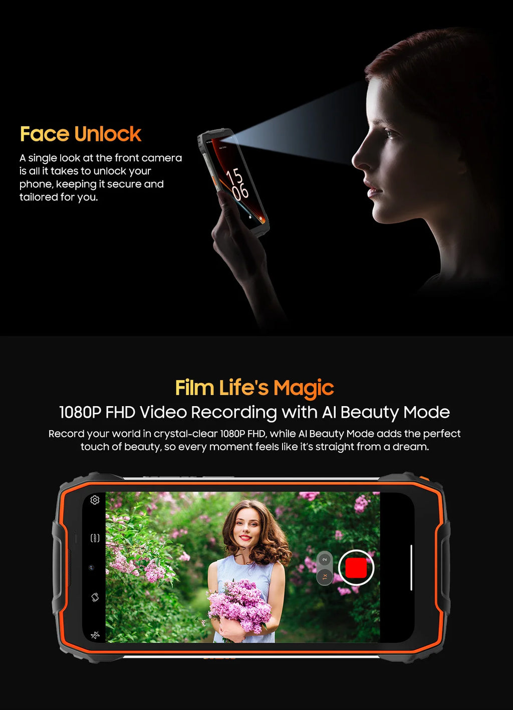 Blackview OSCAL PILOT 1 Rugged Phone 6.67" 90Hz IPS Display 6GB+256GB Android 14 Outdoor Smartphone with LED Flashlight GPS/NPC