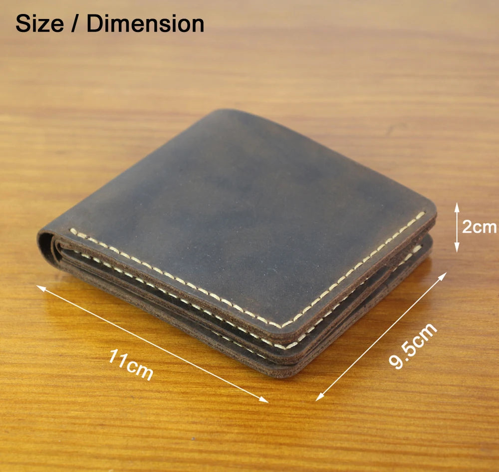 Luxury Handmade 100% Genuine Leather Men Wallet Purse Short Money Clip with Coin Pocket Male Money Bag Multi-Card Wallet Vintage