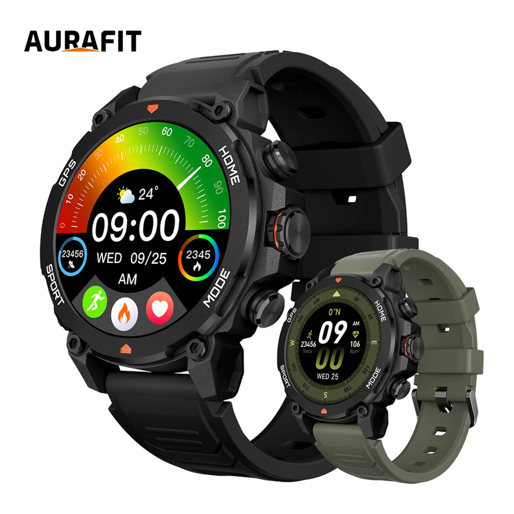 AURAFIT Reloj Hombre GPS SmartWatch 1.43 HD AMOLED GPS Integrated Telephone Llamades Deportes Smartwatch for hombres