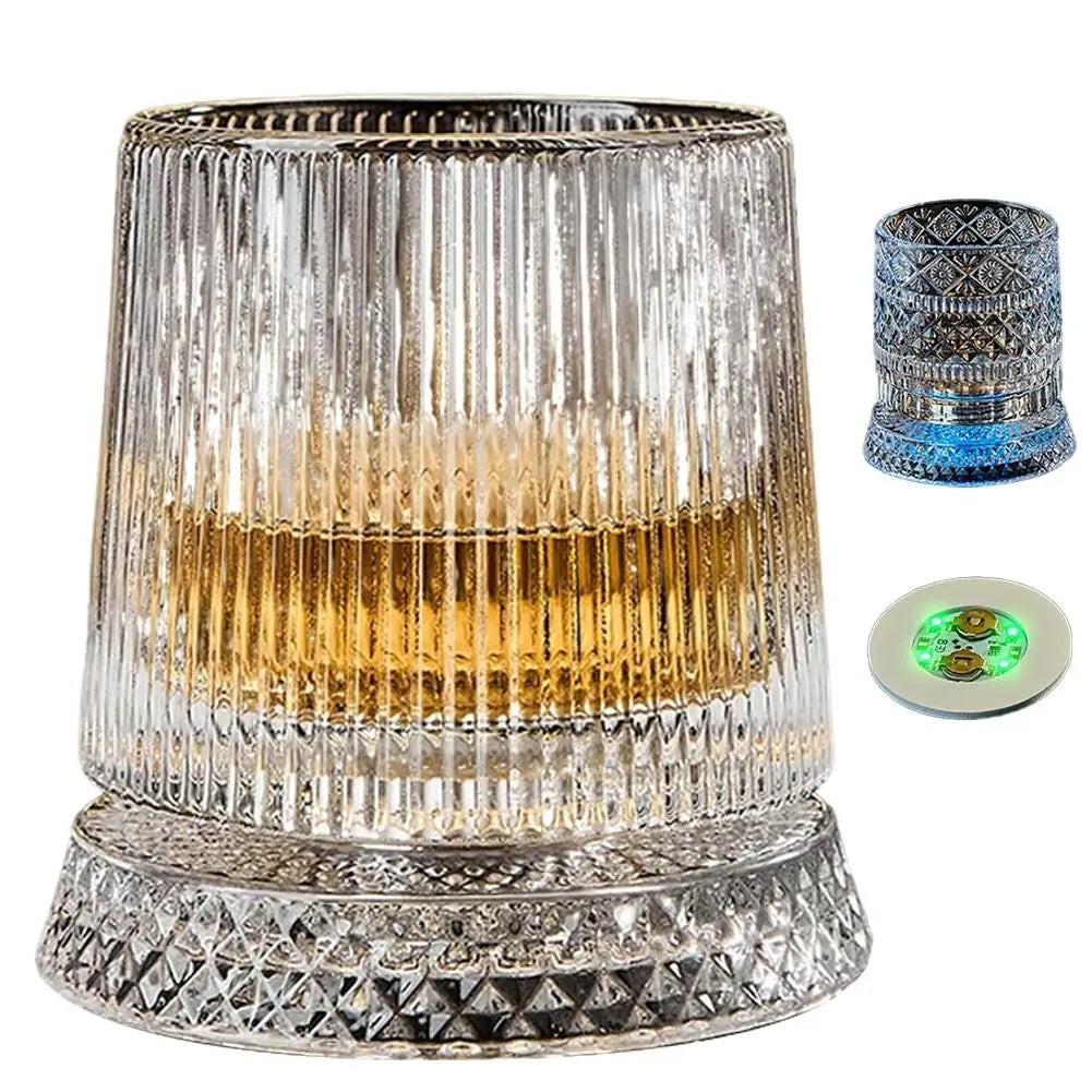 1set 260ML Rotating Whiskey Glass Creative Crystal Premium Beer Cup Str Relief Liquor Cup With Base Straight Drink Mold Wine Gla