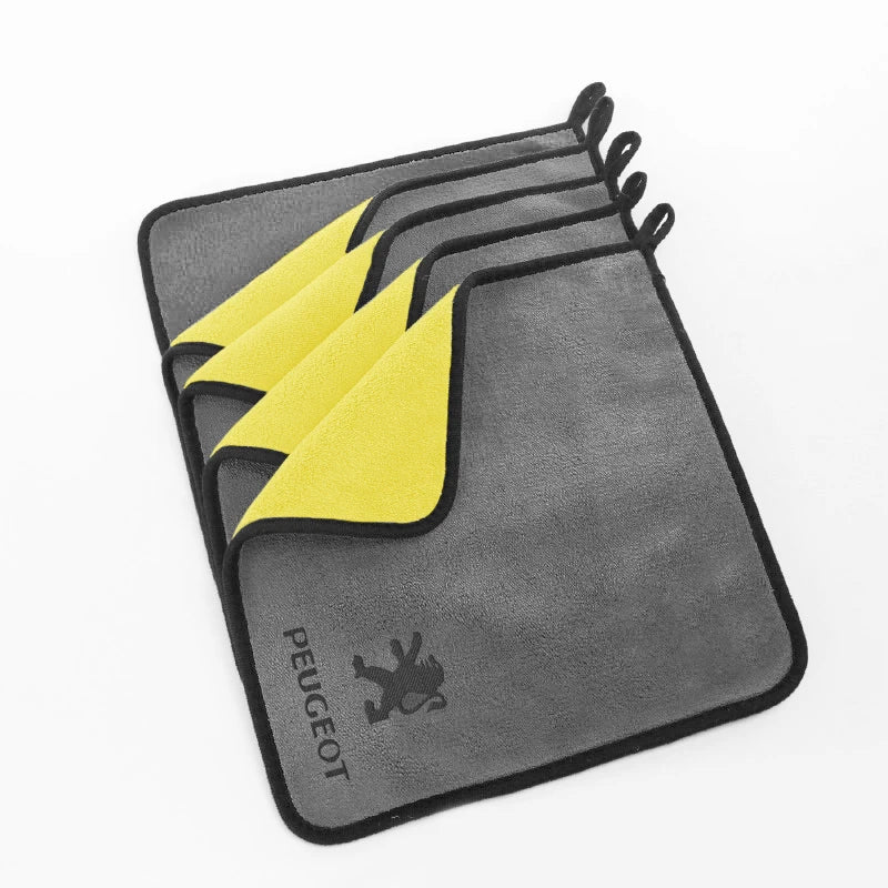 Car Emblem Wash Microfiber Towel Cotton Cleaning Drying Rag Cloth For Peugeot 3008 408 5008 508 107 208 2022 607 2008 Accessorie