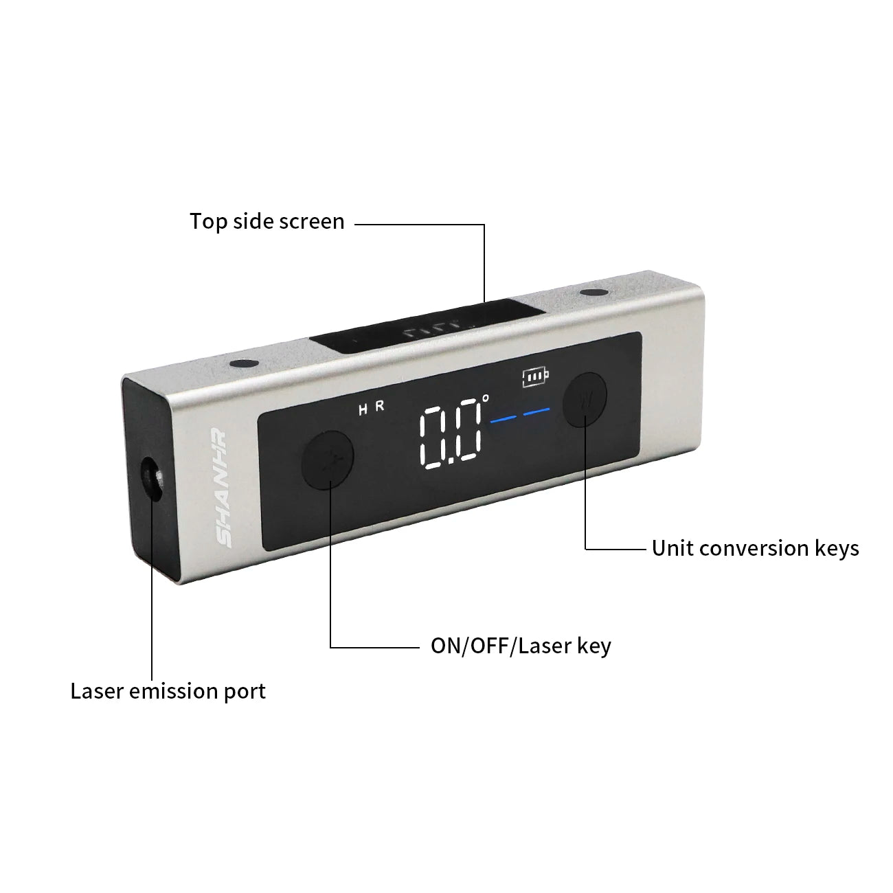SHANHR 2 In 1 Laser Level Ruler Type-C Double Laser Angle Ruler Protractor Digital Inclinometer Measure Tool Protractor