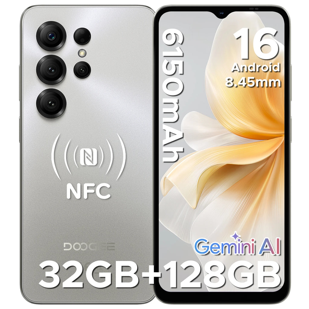 Global Version DOOGEE Note56X Pro Smartphone Gemini AI  6150mAh Battery 6.56'' Display Android 16 Mobile Phone Widevine L1 NFC