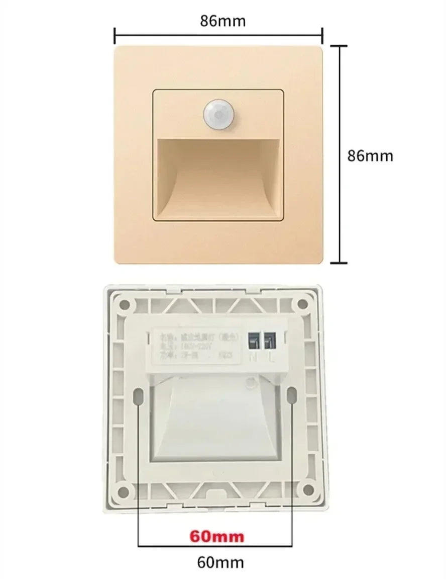 2~1PCS Led Stair Light PIR Motion Detector Sensor 220V Infrared Human Lamp Recessed Steps Ladder Staircase Bedroom Night Light
