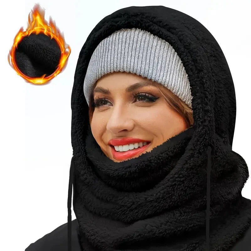 Warm Thermal Windproof Balaclava Ski Hood Motorcycle Face Cover Polar Fleece Adjustable Cycling Neck Cover Full Face Mask Winter