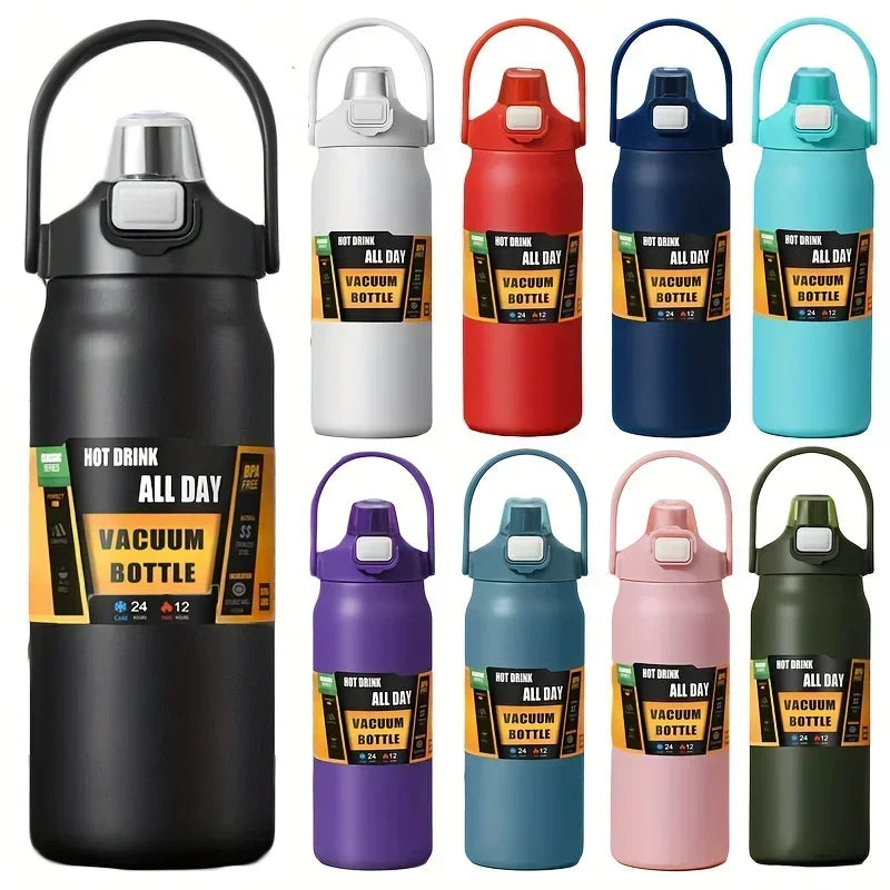 Thermos Vacuum Stainless Cup Thermal Cold Hot Insulated Stainless Steel Water Bottle with Straw Water Bottles