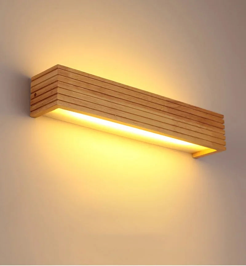 Wood LED Wall Lamp Bedroom Modern Wall Light Bedside Sconces Indoor Lighting Home Decor for Living Room Study Room Stairs
