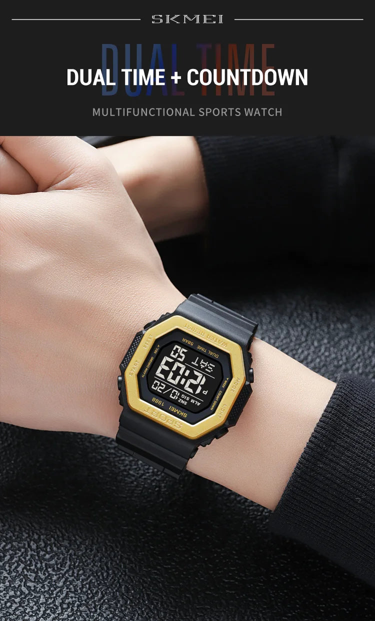 SKMEI 1988 Chrono Men Watch Luxury Brand Sport Watch Electronic Digital Male Wrist Clock Man 50M Waterproof Men's Watches 1988