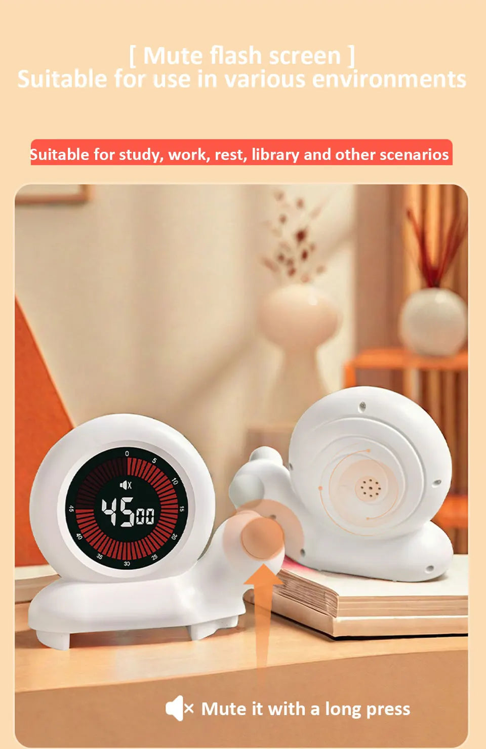 Creative Rotary Timer Visual Analog Timer Rechargeable 60 Minutes Countdown Kids Study Silent Timer for Cooking Shower Study