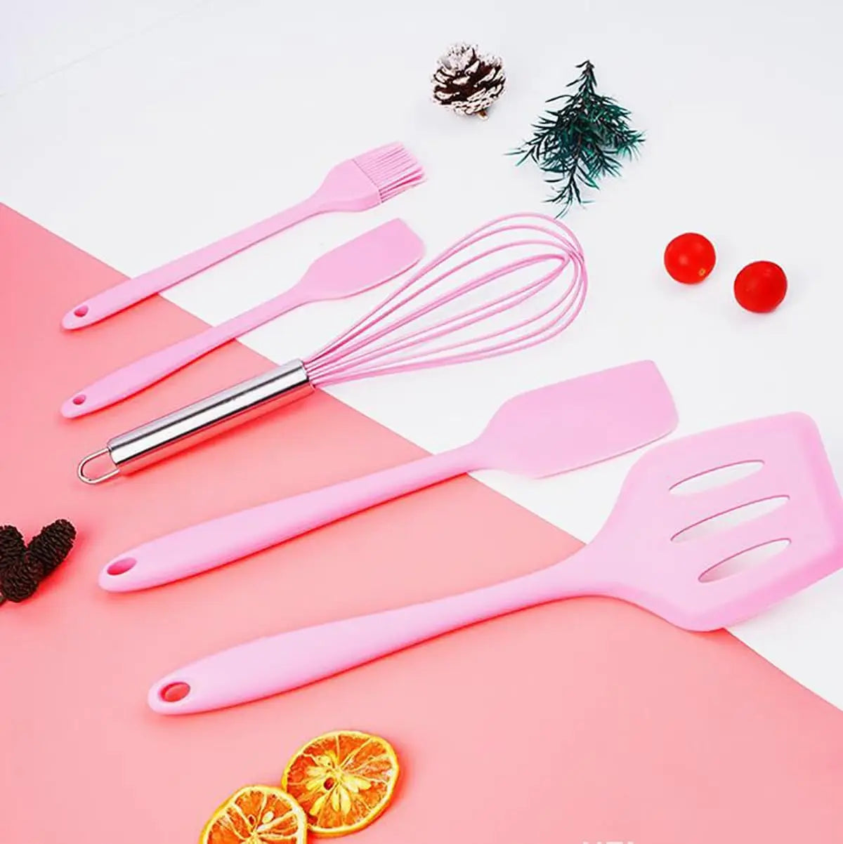 5 Pieces Cooking Utensils Silicone Baking Set Cooking Utensils Rubber Kitchen Utensils Baking Cooking Mixing Tools