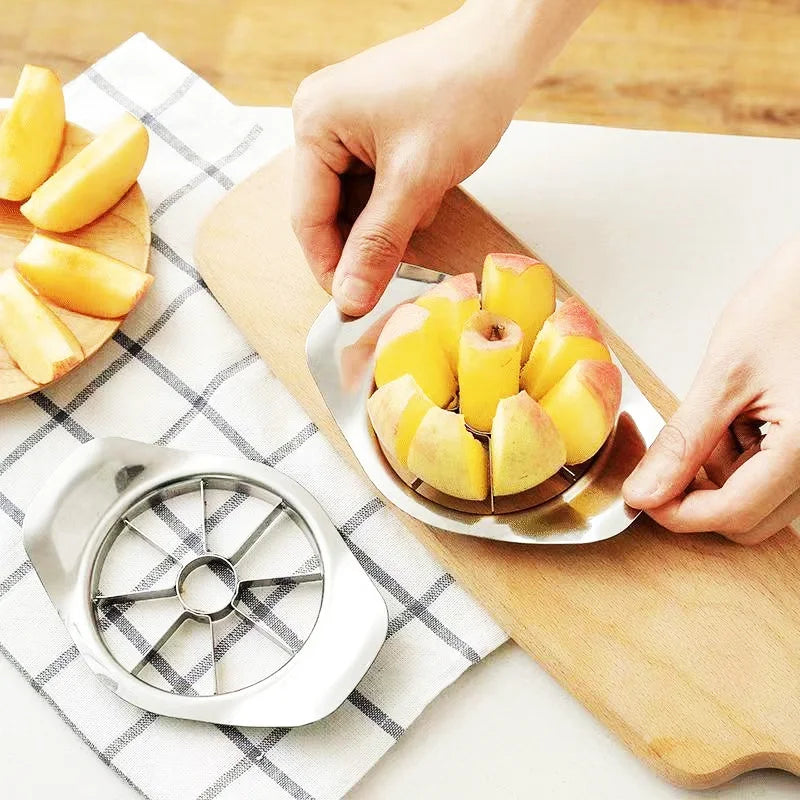 Stainless Steel Apple Slicer Fruit Cutter with Frosted Handle Upgraded 8 Blade Sharp Divider Fruit Cutter Vegetable Corer Peeler