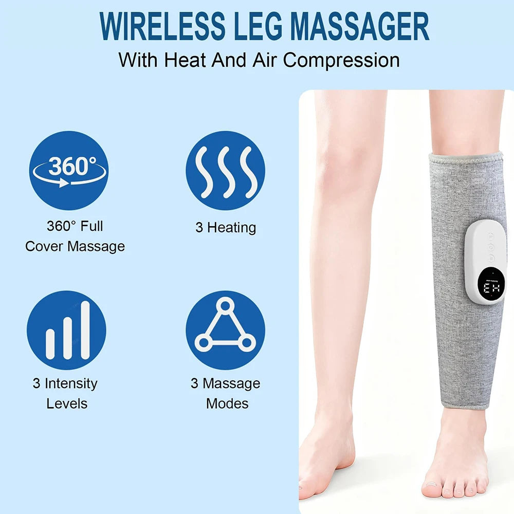 1/2Pcs Electric Leg Massager Wireless Rechargeable Air Compression Calf Massage Relax Leg 3 Modes 360° Air Pressure Leg Massage